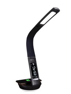 OttLite LED Desk Lamp w/ Clock & Wireless Charging Station Black New In Box