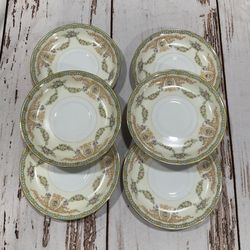 SIX MEITO CHINA MADE IN JAPAN TRIANON SAUCERS BY NORITAKE