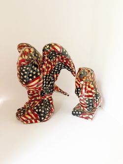 (2) Liquid Pottery American Flag Wrapped Bald Eagles