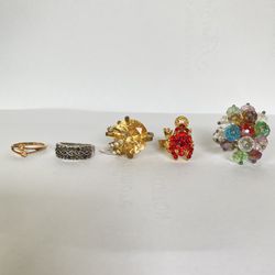 Y2k Silver Rings Gold Rings Jewelry 5-piece set totals $16