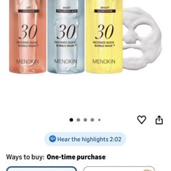 MENOKIN Korean Bubble Face Mask 3 Set Collagen Brightening Hydrating 3.21oz