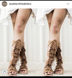 Suede Fringe Sandals from Southern Fried Chics sz 7