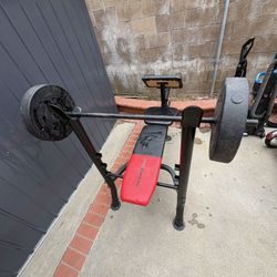 Weider Pro Workout Bench W/two 25lbs Weights