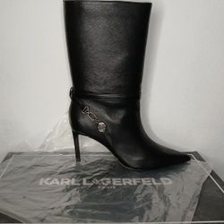 KARL LAGERFELD SHARINA HEELED SLOUCHED BOOTS 