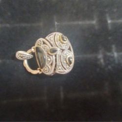 925  Silver Vintage Real Black Onyx & Marcasite Purse Locket Pendant