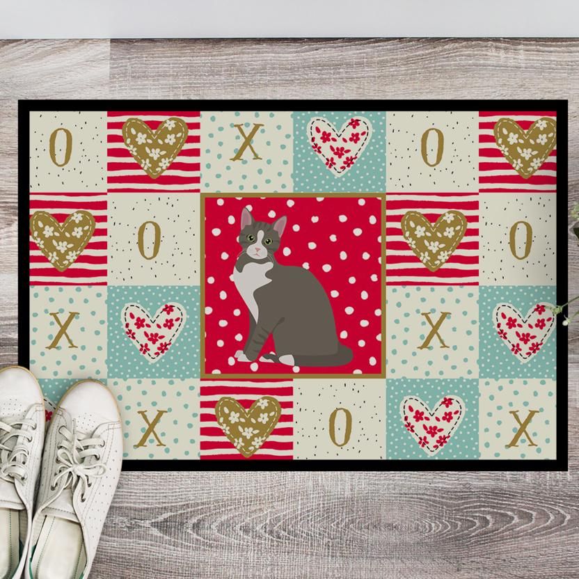 Caroline's Treasures CK5743MAT Brazilian Shorthair Cat Love Indoor or Outdoor Mat 18x27, 18H X 27W, multicolor