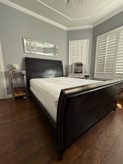 Faux Black Croc Queen Bed Frame
