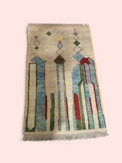 100% Wool Afghan Area Rug 3x5