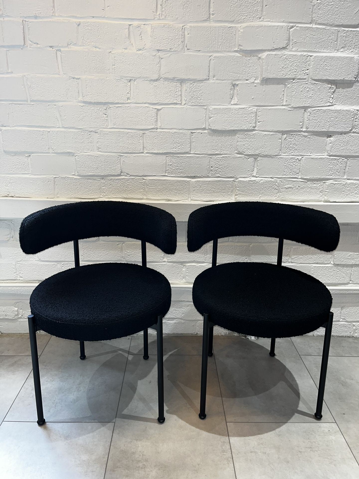 CB2 Inesse Boucle Black Dining Chairs - SET OF 2