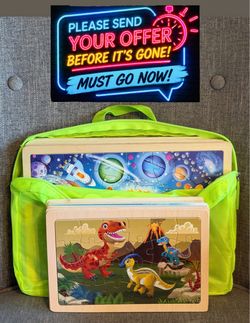 Kids Wooden Jigsaw Puzzle Set with Carry Bag