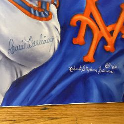 Ron Darling NY Mets 24x30 Signed Painting By Robert Stephen Simon With JSA  Authentication . Small Slit In The Chin Starting . for Sale in Smithtown,  NY - OfferUp