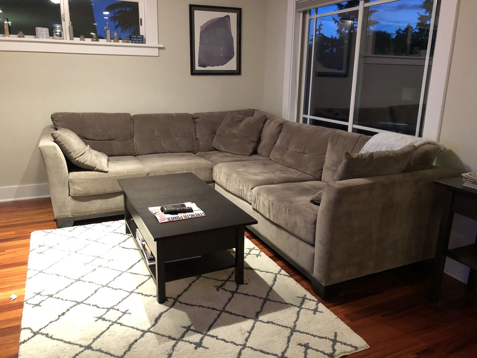 Macy’s Elliot 2-piece sectional sofa. Microfiber fabric.