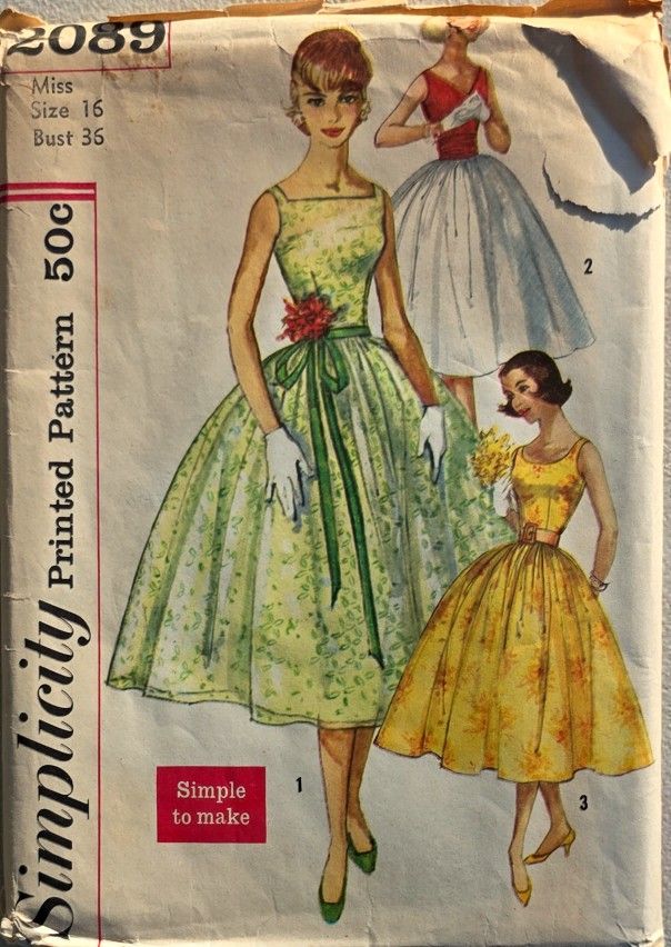 1950s Vintage Simplicity Sewing Pattern 2089 Easy Misses Cocktail Dress sz 16,All Products : American Fashion Style Bags On Sale