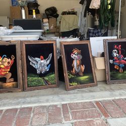 5 Disney Vintage Velvet Paintings