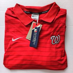 XXL Washington Nationals Nike Men's Red Authentic Collection Victory Striped Performance Polo
