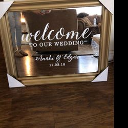 Welcome sign mirror for event party wedding