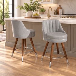 Brand New in Box โ Set of 2 Gray Swivel Counter Height Bar Stools