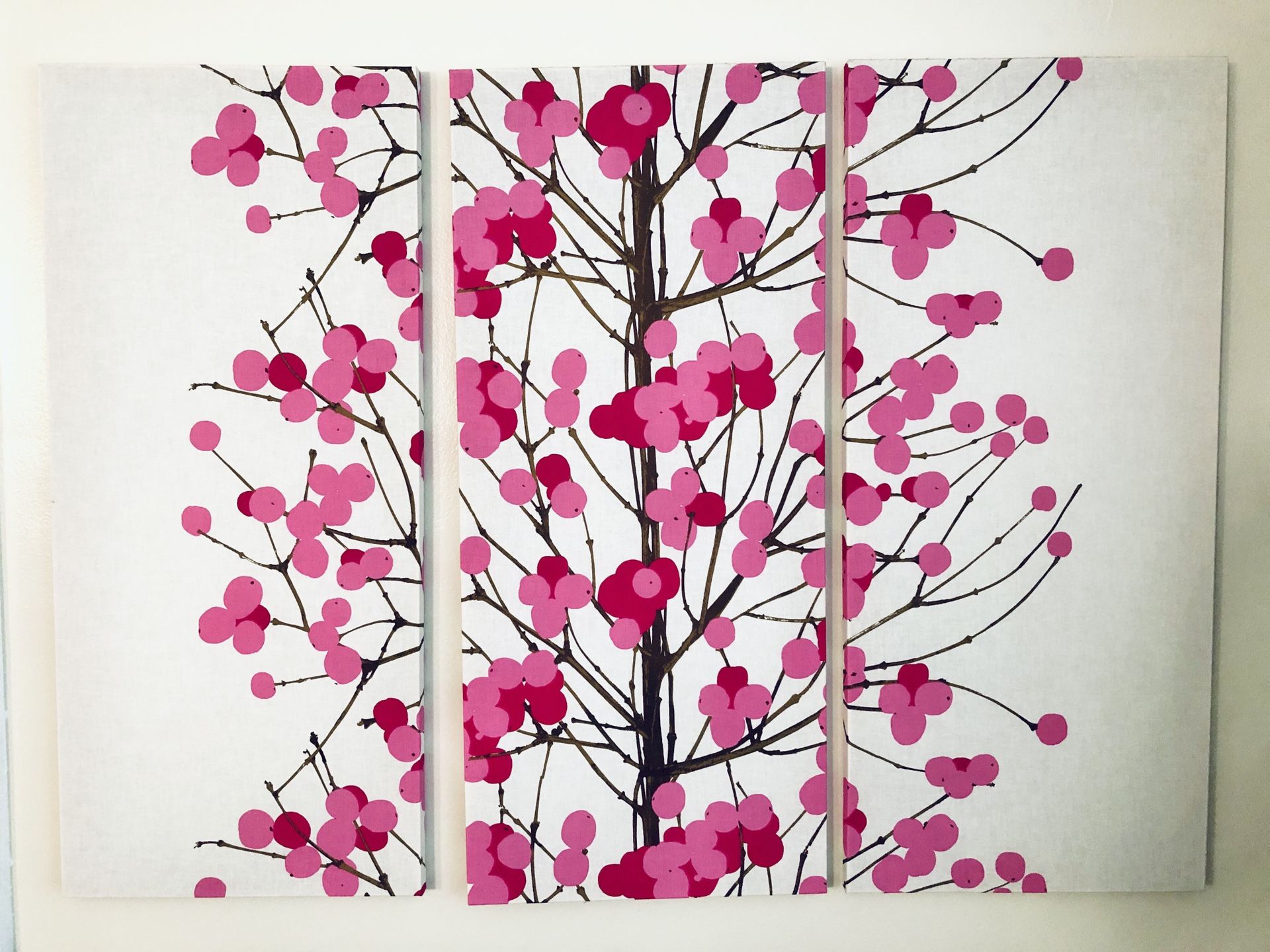 Marimekko Pink Lumimarja cotton fabric wall hanging art, custom panels