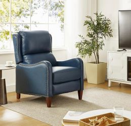 Only one.Navy/ Genuine Leather Recliner Chair