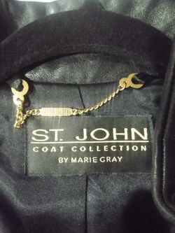 St. John Coat Collection By Marie Gray Black Leather Jacket