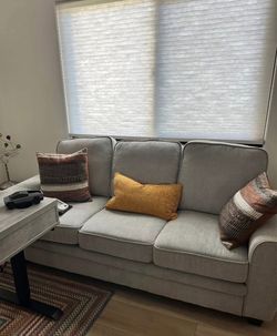 Light Gray Fabric 3-Seat Sofa
