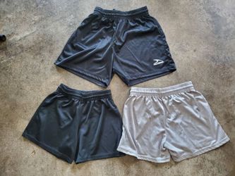 Lot of 3 Boys Soccer Shorts Black and Silver Size Youth Medium and Small