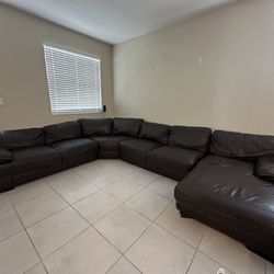 Espresso Brown Sectional Couch 