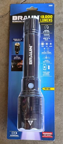 Flash light,power bank by Braun 13,000 lumens/brand new