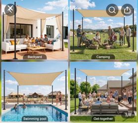 Outdoor Sun Shade Sail Canopy with Poles
