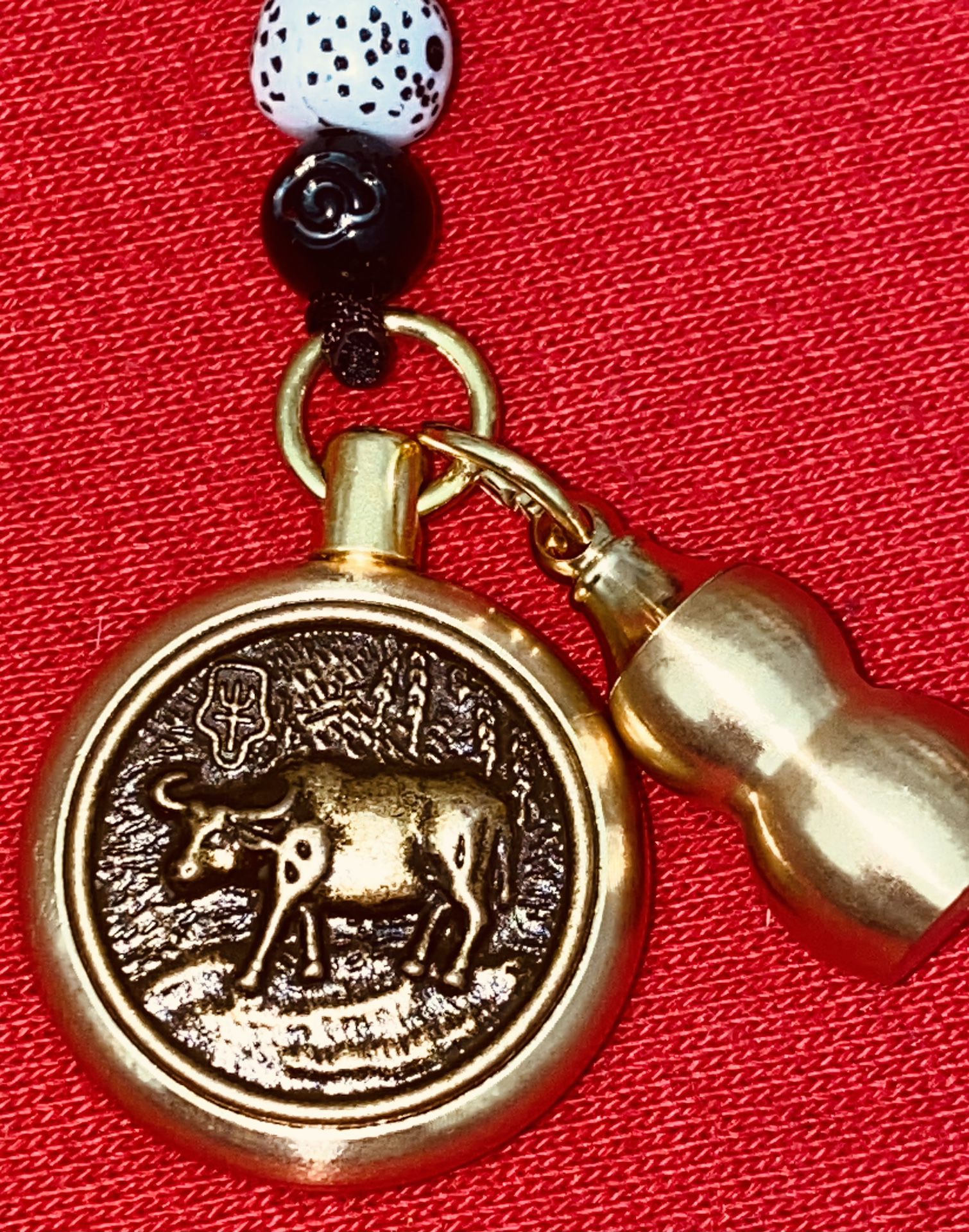 Pure Brass Ox Zodiac  Keychain Pendant, Rope, Keychain Hanging Jewelry