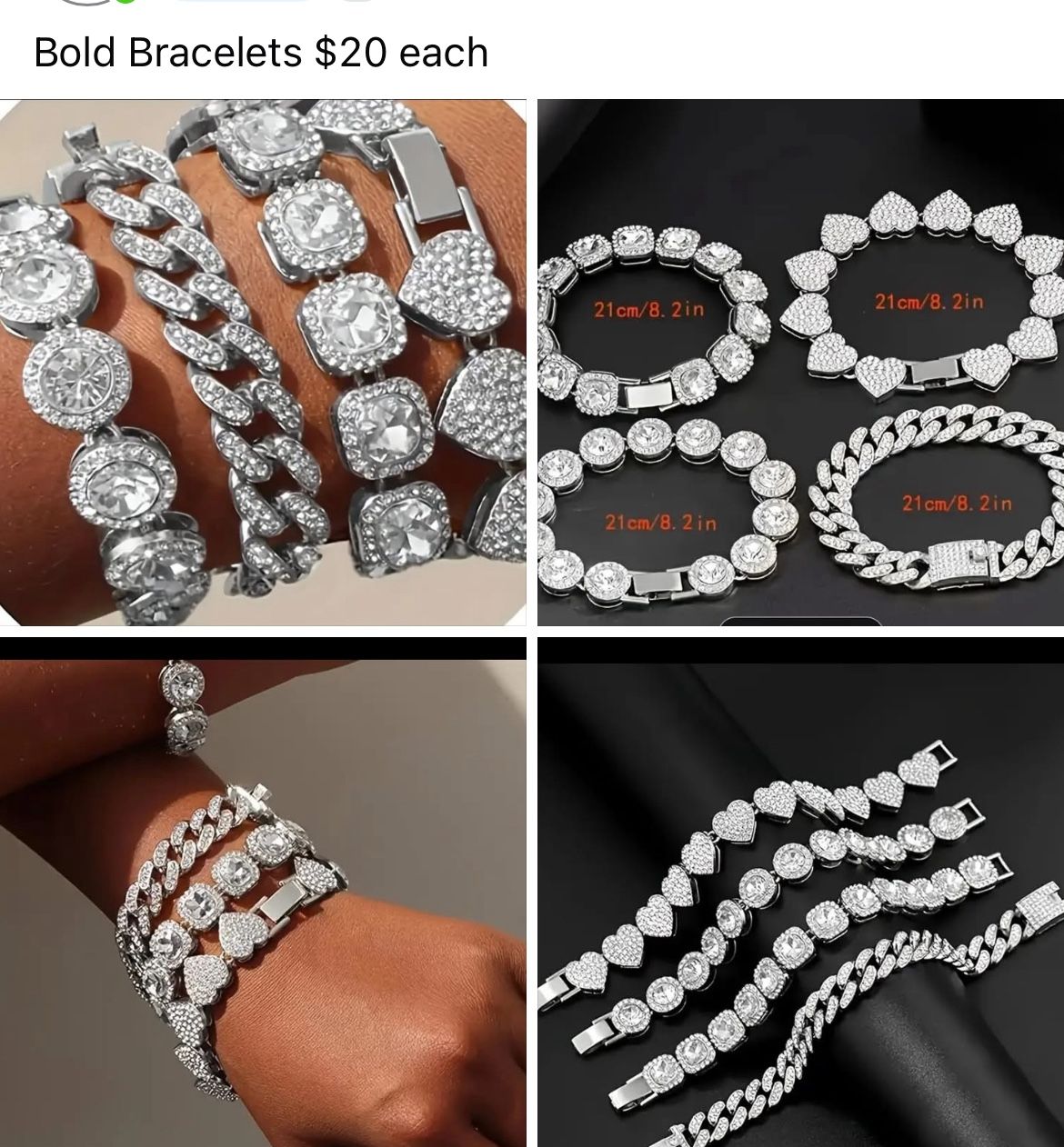 Bold Silver Bracelets $20 Each