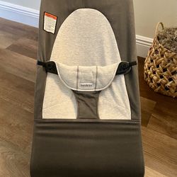 BabyBjorn Bouncer Balance Soft, Cotton/Jersey, Dark Gray/Gray 2-in-1 Adjustable Baby Bouncer Seat and Toddler Chair, Newborn to Toddler (8-29 lbs), 4 