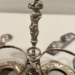 vintage silver-plated cruet or condiment caddy / with extra