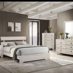 4- Pc Bedroom set Dresser,Mirror  Nightstand (1) Queen size bed frame  Not including Mattress and Box Sp