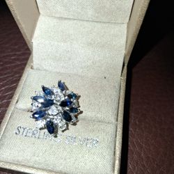 Real Sapphire Diamond Cocktail Ring