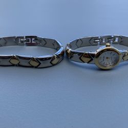  Vintage Gruen Quartz Women’s Watch And Bracelet Set