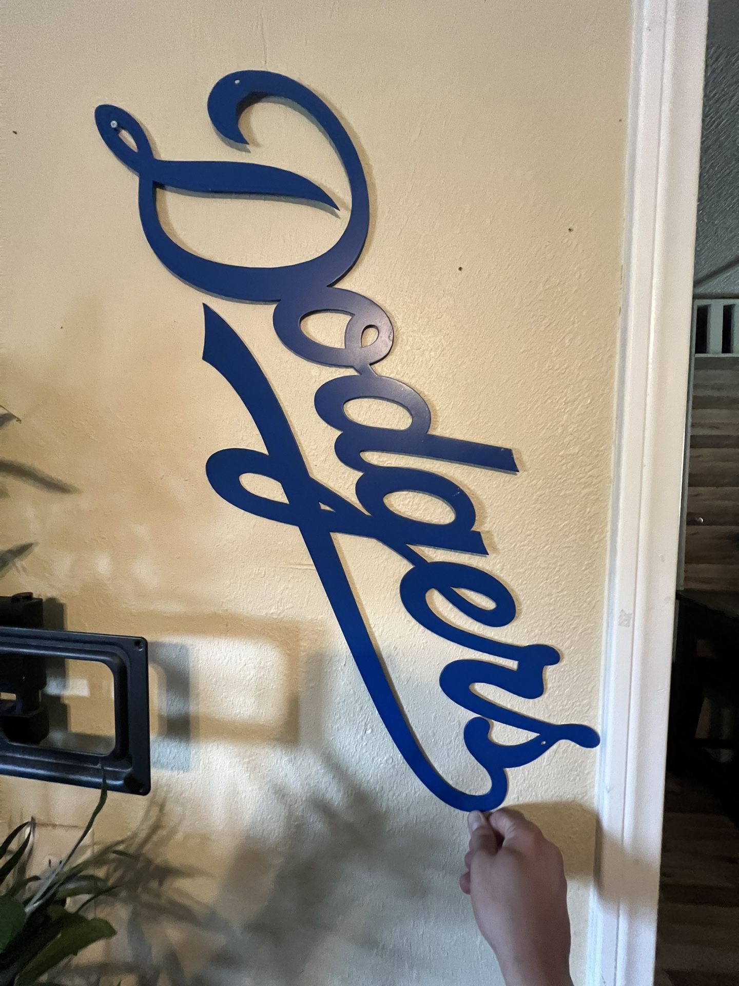 Dodgers Script Metal Sign 33x12