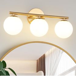 Globe Bathroom Light Fixtures 3-Light Brass Gold 