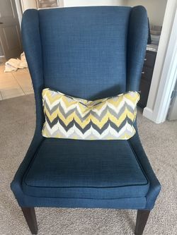 Navy Accent Chair Upholstery With Pillow
