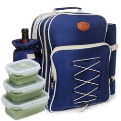 Brand new!!! Picnic Backpack Set for 4 - Picnic Basket Backpack Kit with 4 Cutlery Sets, Cooler Compartment, Wine Holder, Picnic Blanket