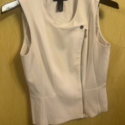 White House Black Market Vest Women 2 Bone Zipper Front Snaps Sleeveless