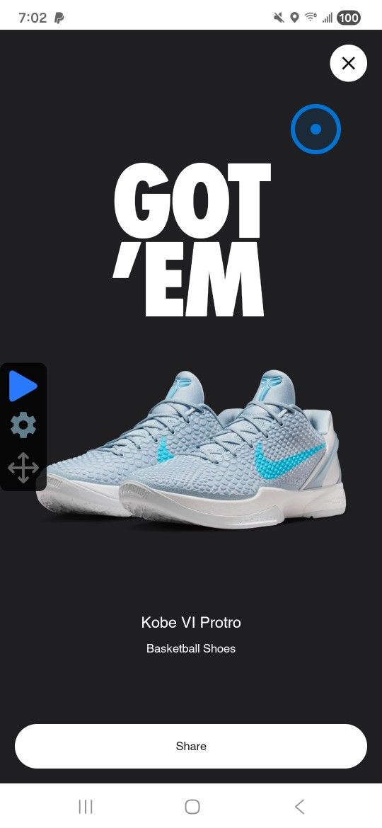 kobe 6 caitlyn clark sz 9.5m