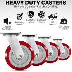6 Inch Heavy Duty Casters Set of 4, Scratch Resistant & 360 Degree Rotatable Swivel Casters 6000 lbs Load Capacity - Ideal for Furniture on Any Floor 
