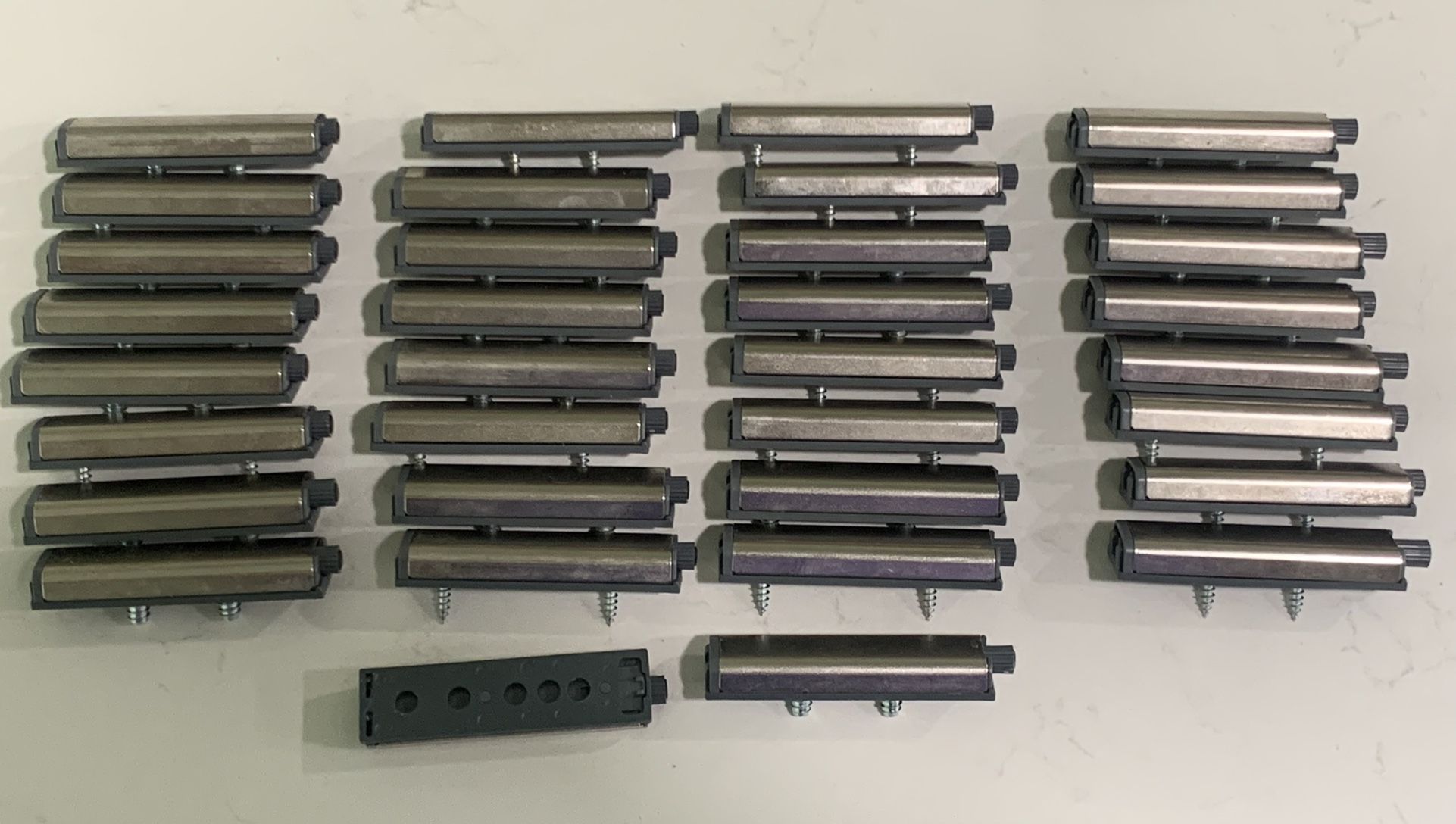 (34) IKEA UTRUSTA Push Openers For Cabinet Doors silver/gray - USED