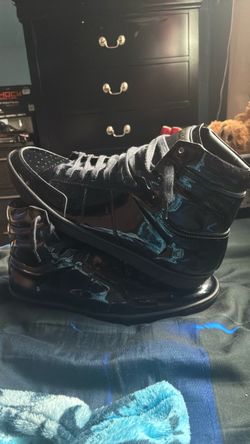 Black Patent Leather High-Top Sneakers