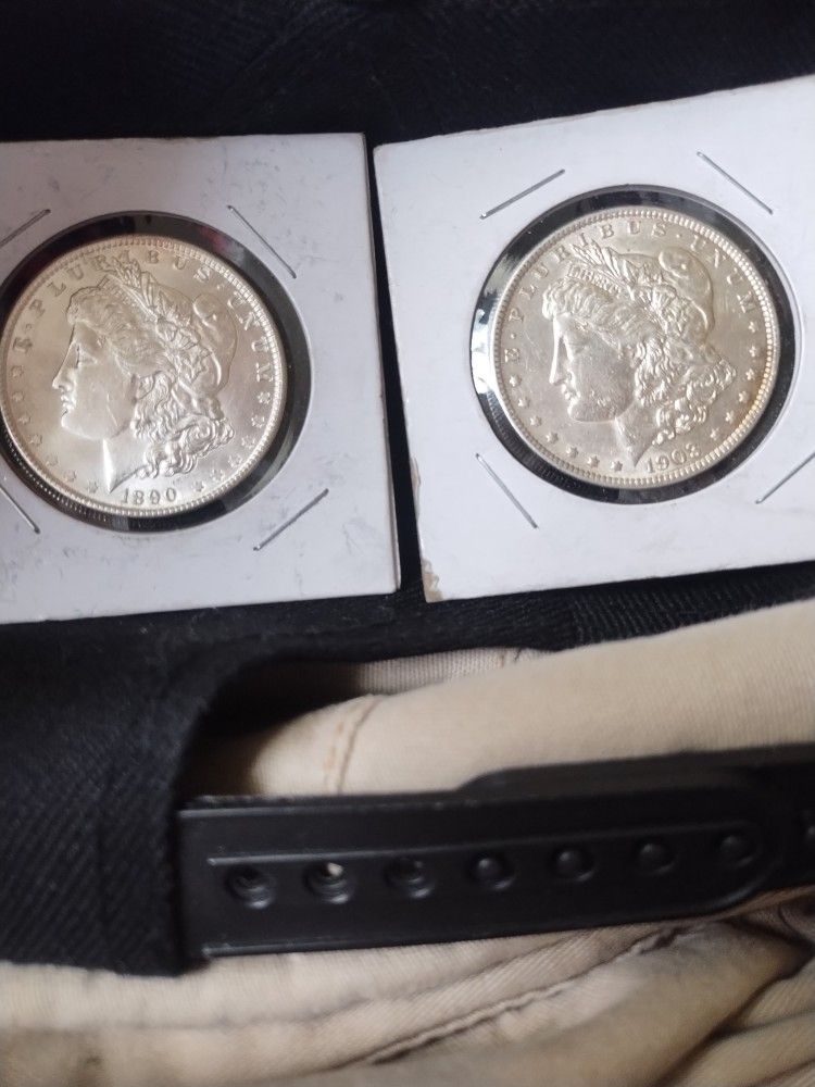 2 Silver Dollars 1890,1903 Morgan's