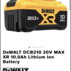 One New DEWALT 20V 10AH DCB210 BATTERY Open Box