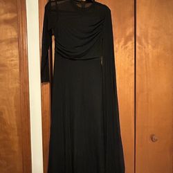 Women’s Size Small Asymmetrical Midi Length Dress With Sleeve Drape Detail 