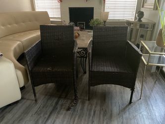 Dark Brown Wicker Armchairs Set of 2