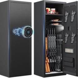 10-15 Gun Safe, Gun Safe for Rifles and Pistols, Large Rifle Safe, Biometric Gun Safe, Fingerprint Gun Safe for Rifles and Password Lock, Gun Cabinet 
